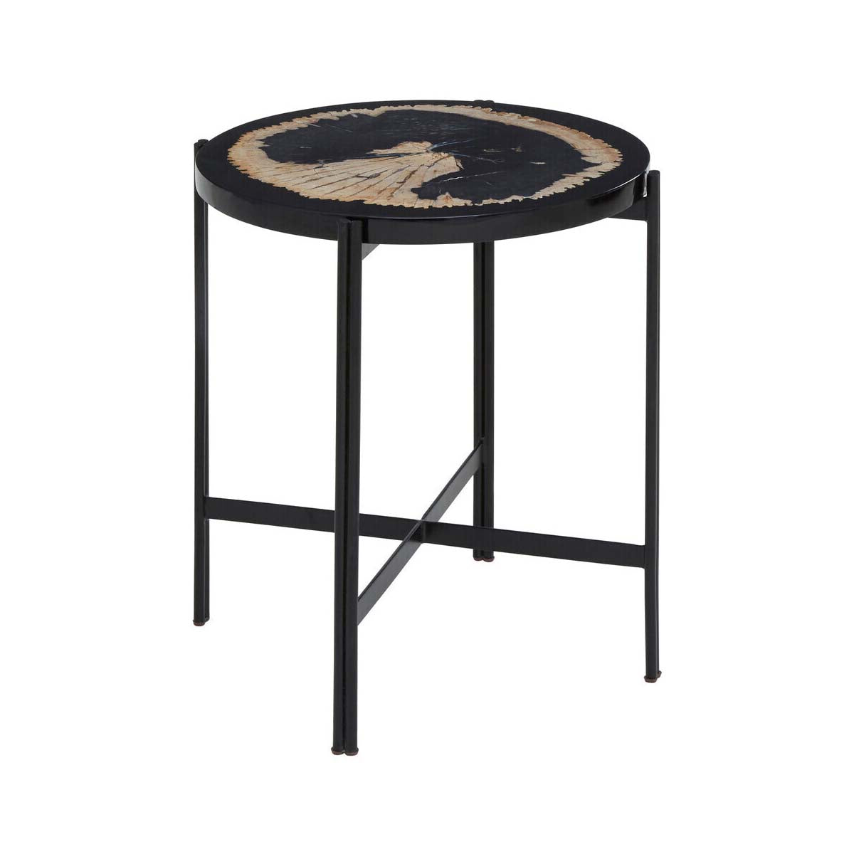 Relic Petrified Wood and Resin Side Table