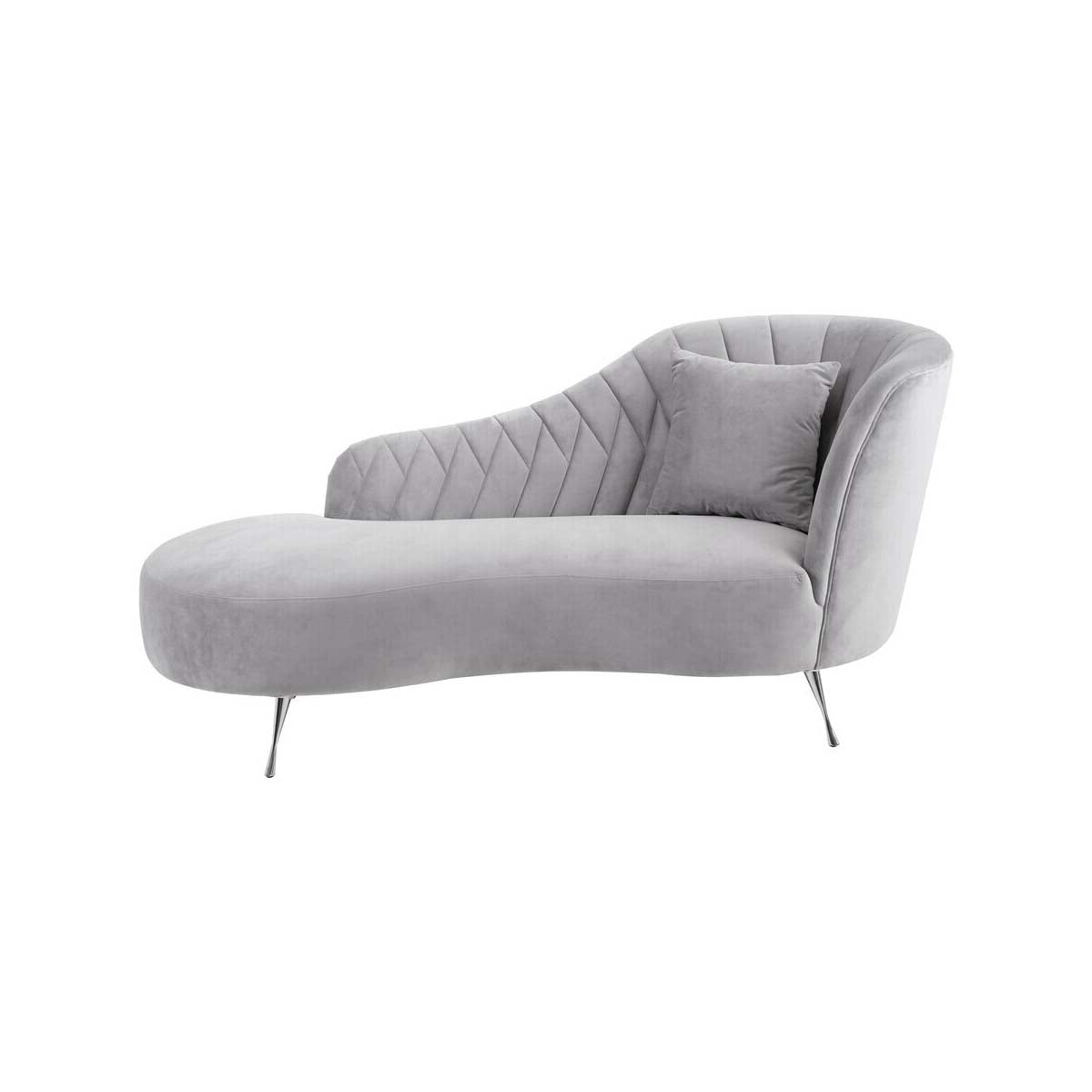 Rene Grey Velvet Right Hand Chaise Longue