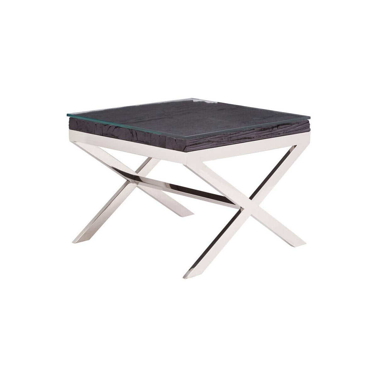 Kerala Black Top End Table With Cross Base