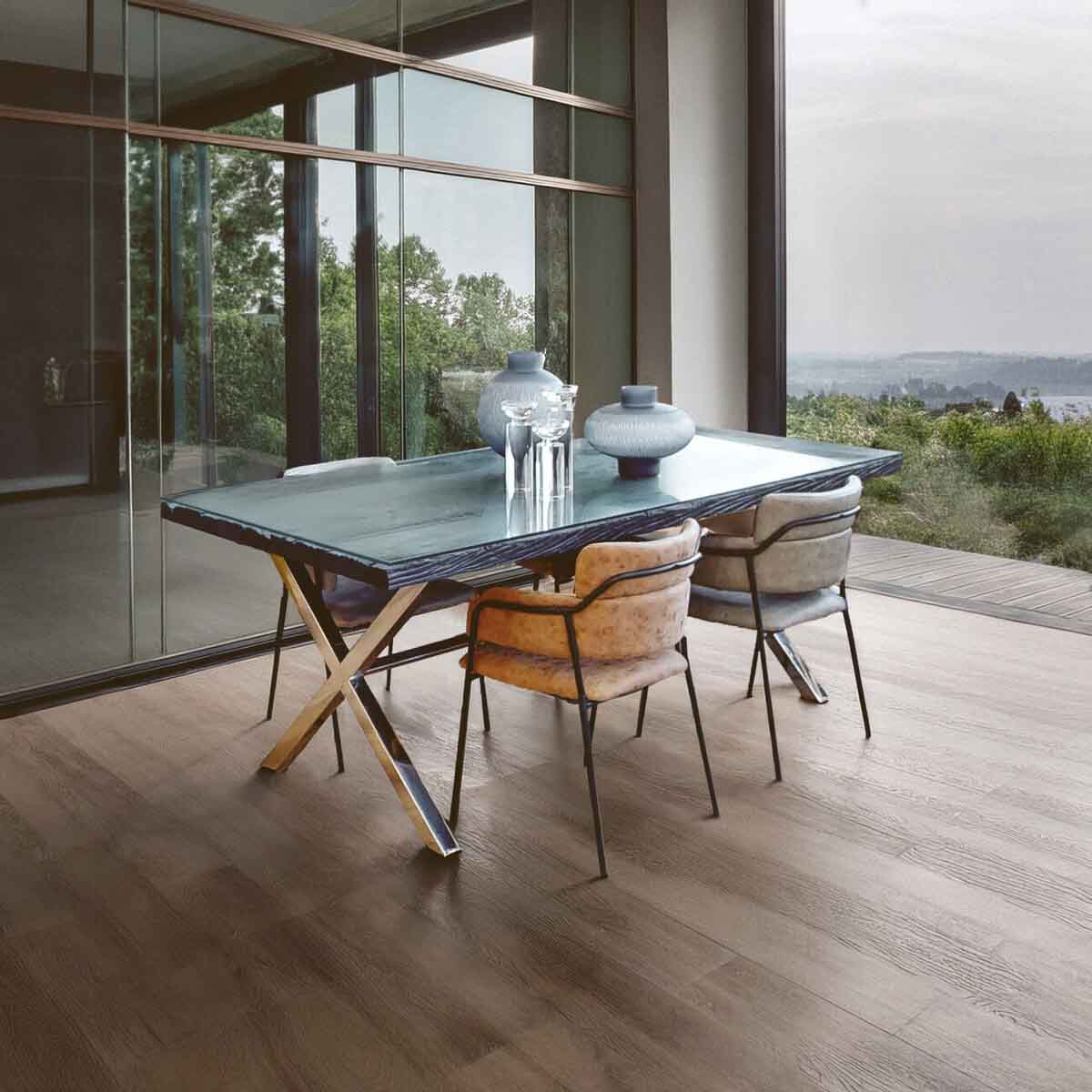 Kerala Black Dining Table With Cross Base