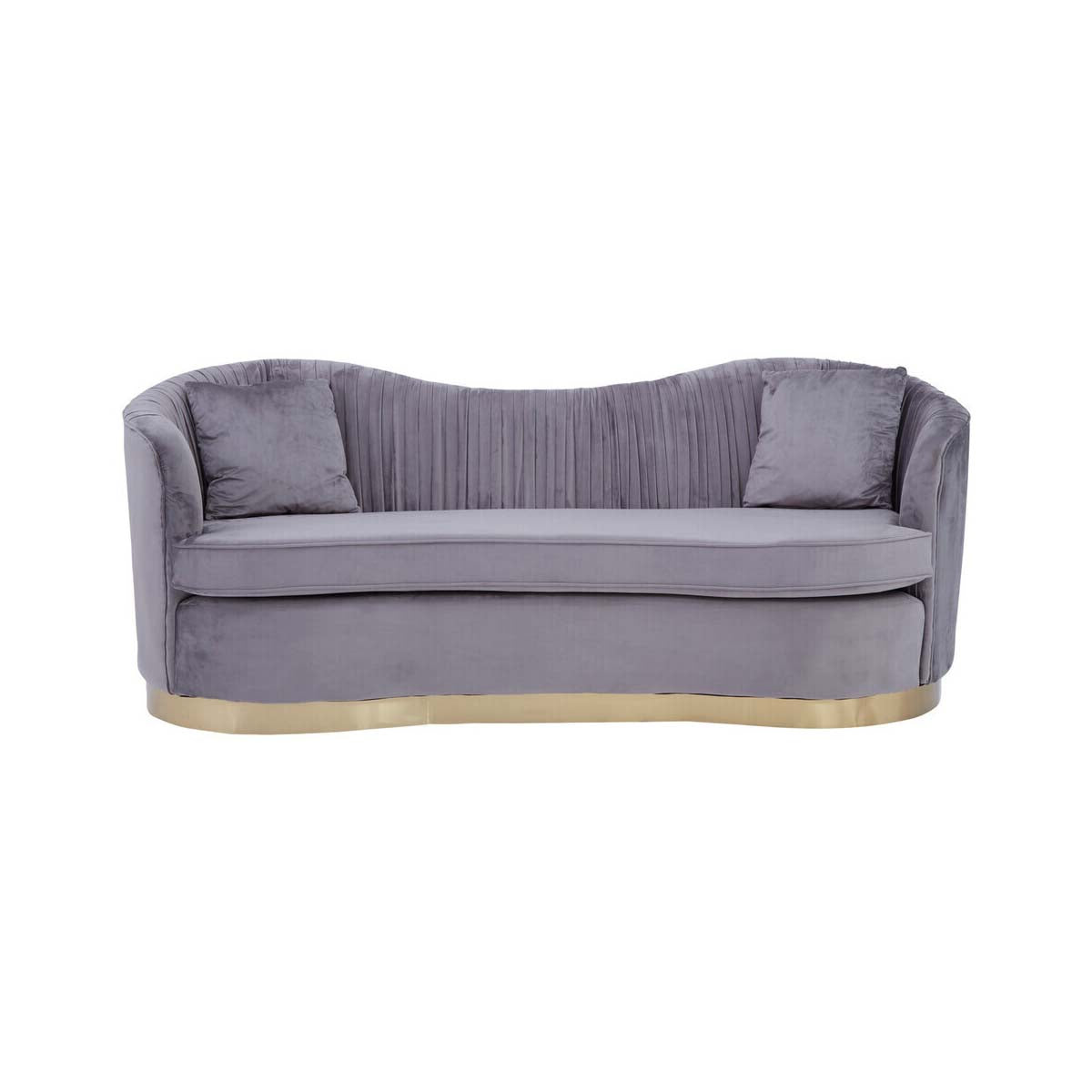 Franza 3 Seat Pleated Grey Velvet Sofa