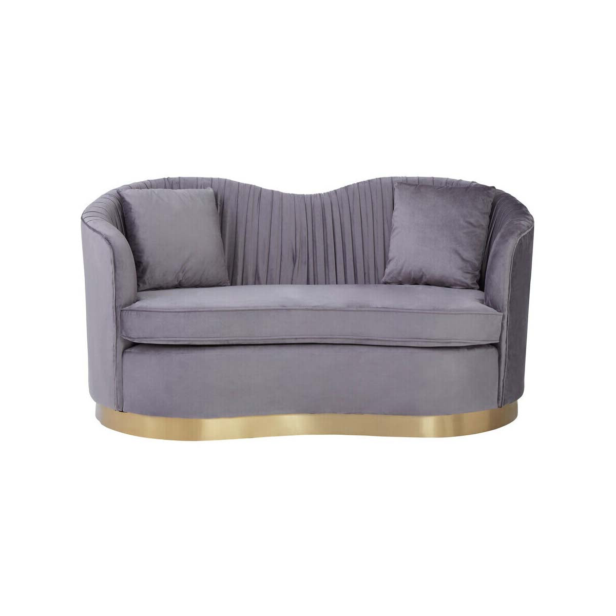 Franza 2 Seat Pleated Grey Velvet Sofa