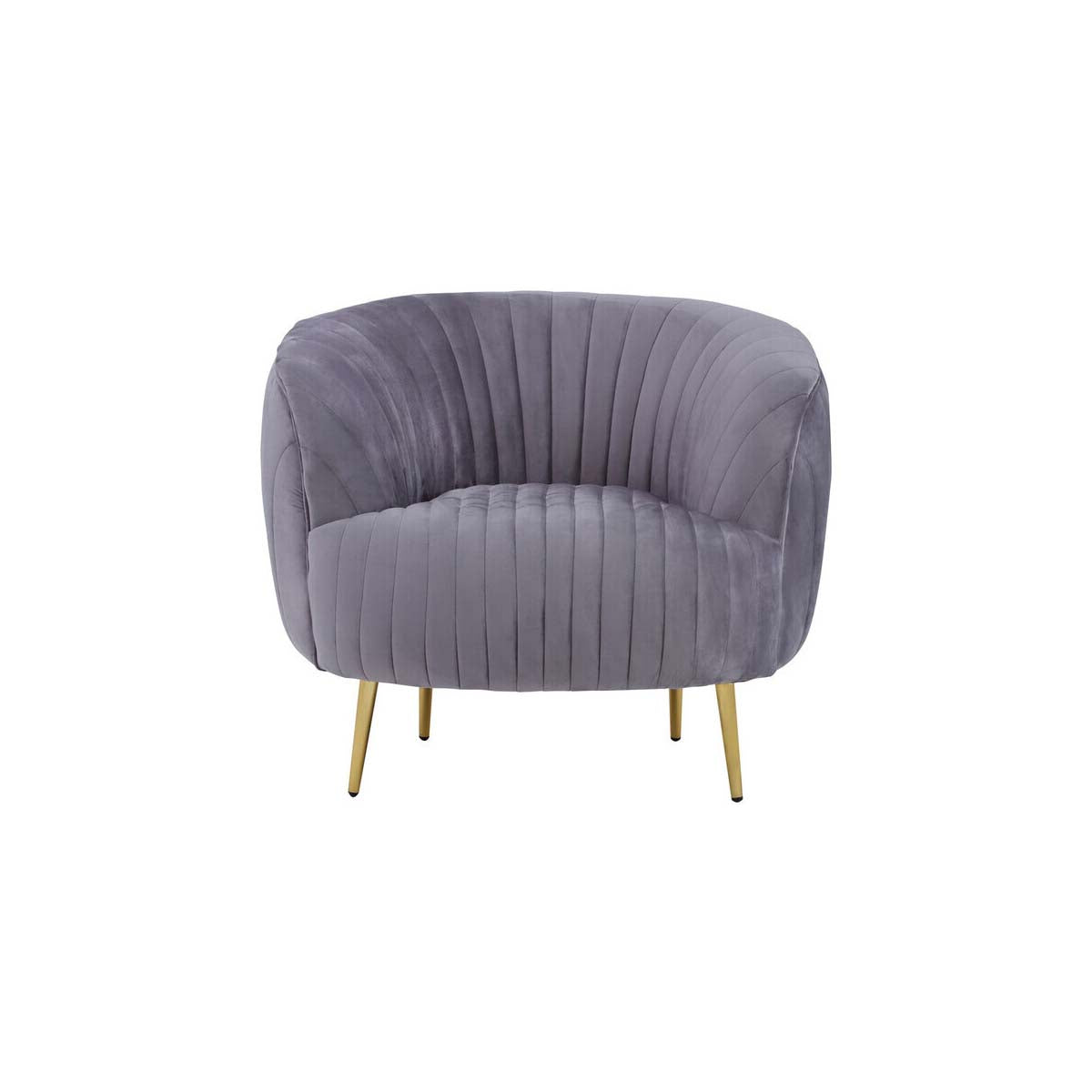 Florina Grey Velvet Chair With Gold Legs