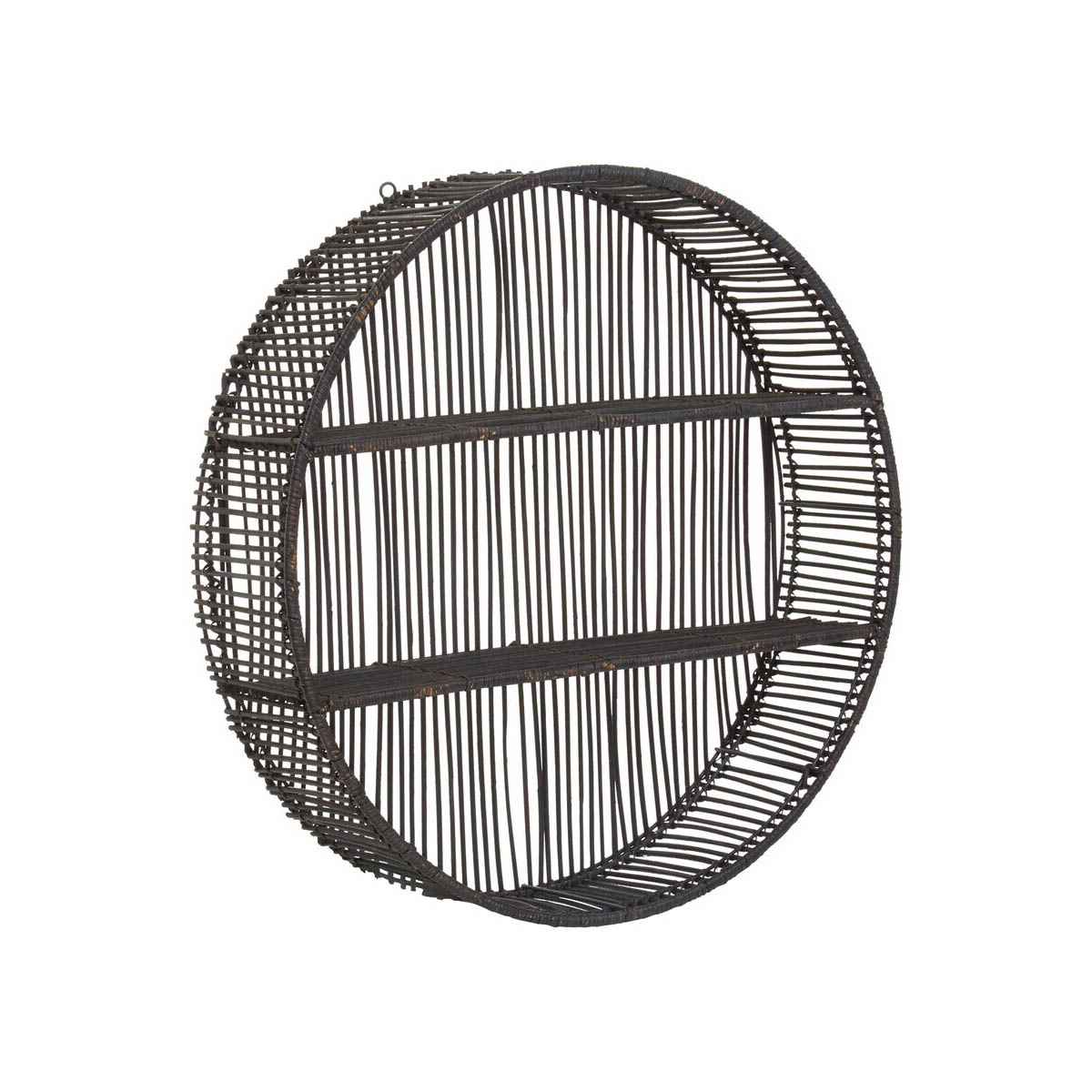 Batu Large Black Rattan Wall Shelf