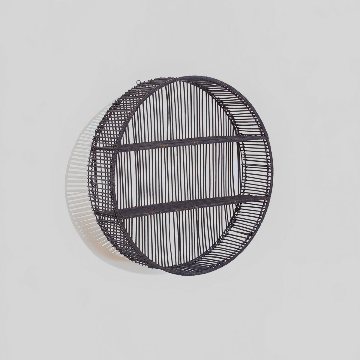 Batu Large Black Rattan Wall Shelf
