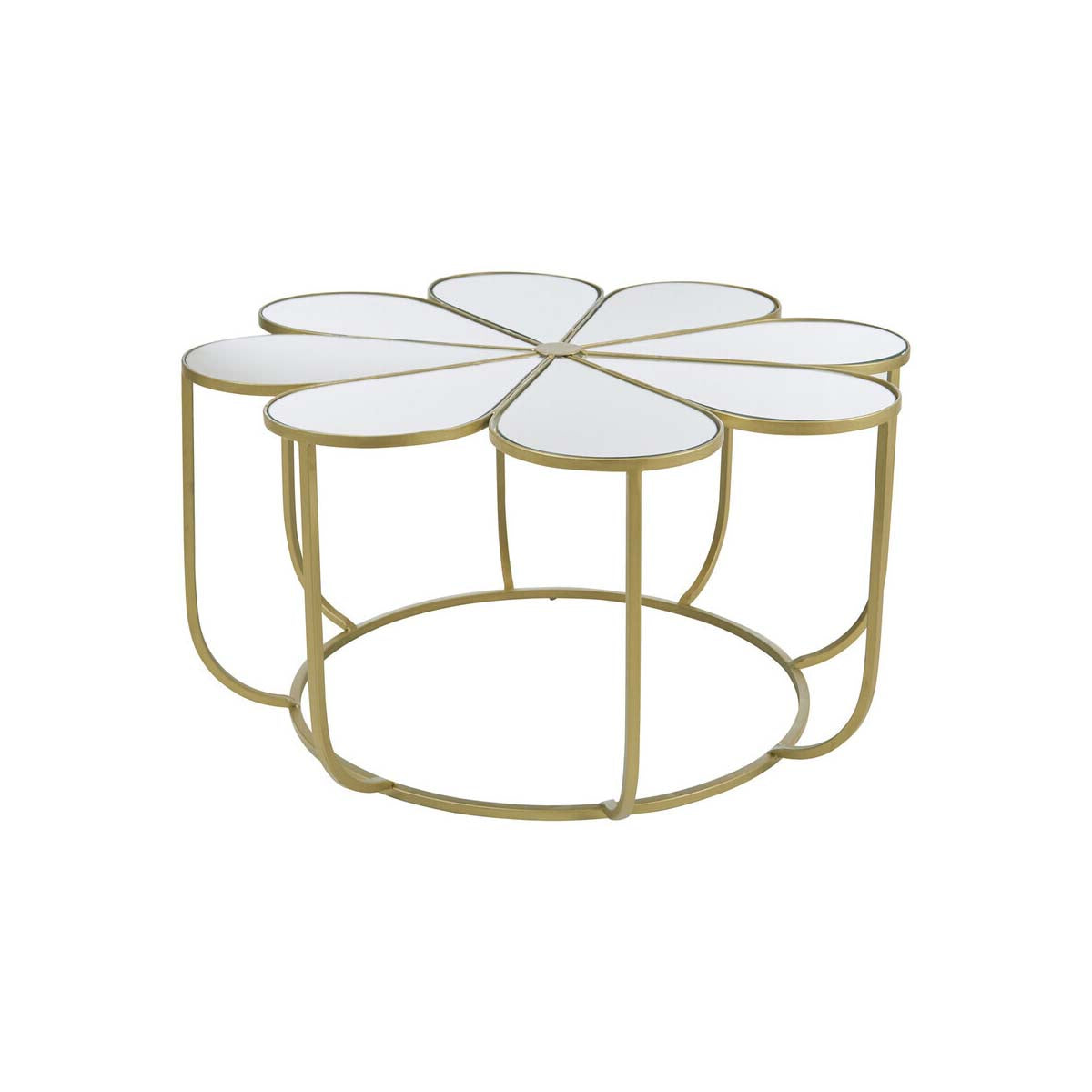 Rabia Petal Coffee Table With Mirrored Top