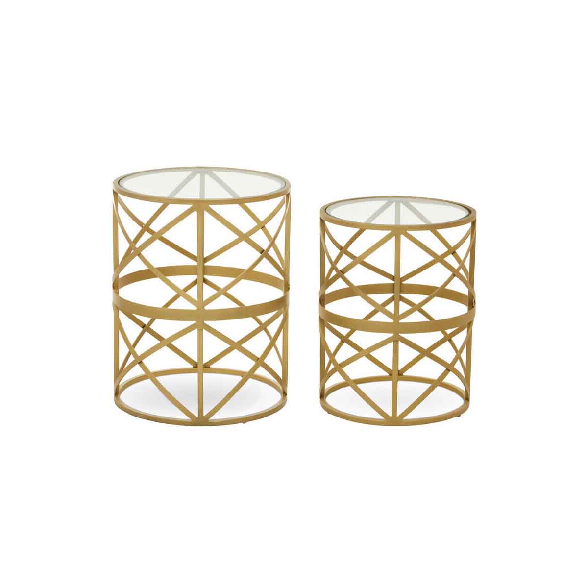 Rabia Set Of 2 Diamond Pattern Side Table