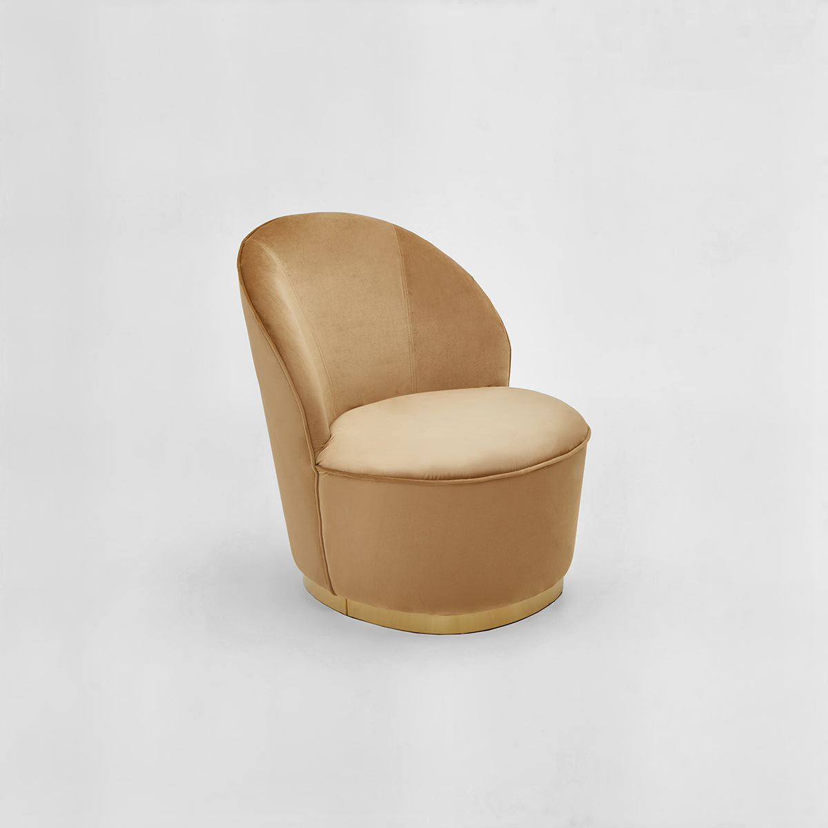 Kids Tamra Gold Beige Velvet Chair with Gold Base