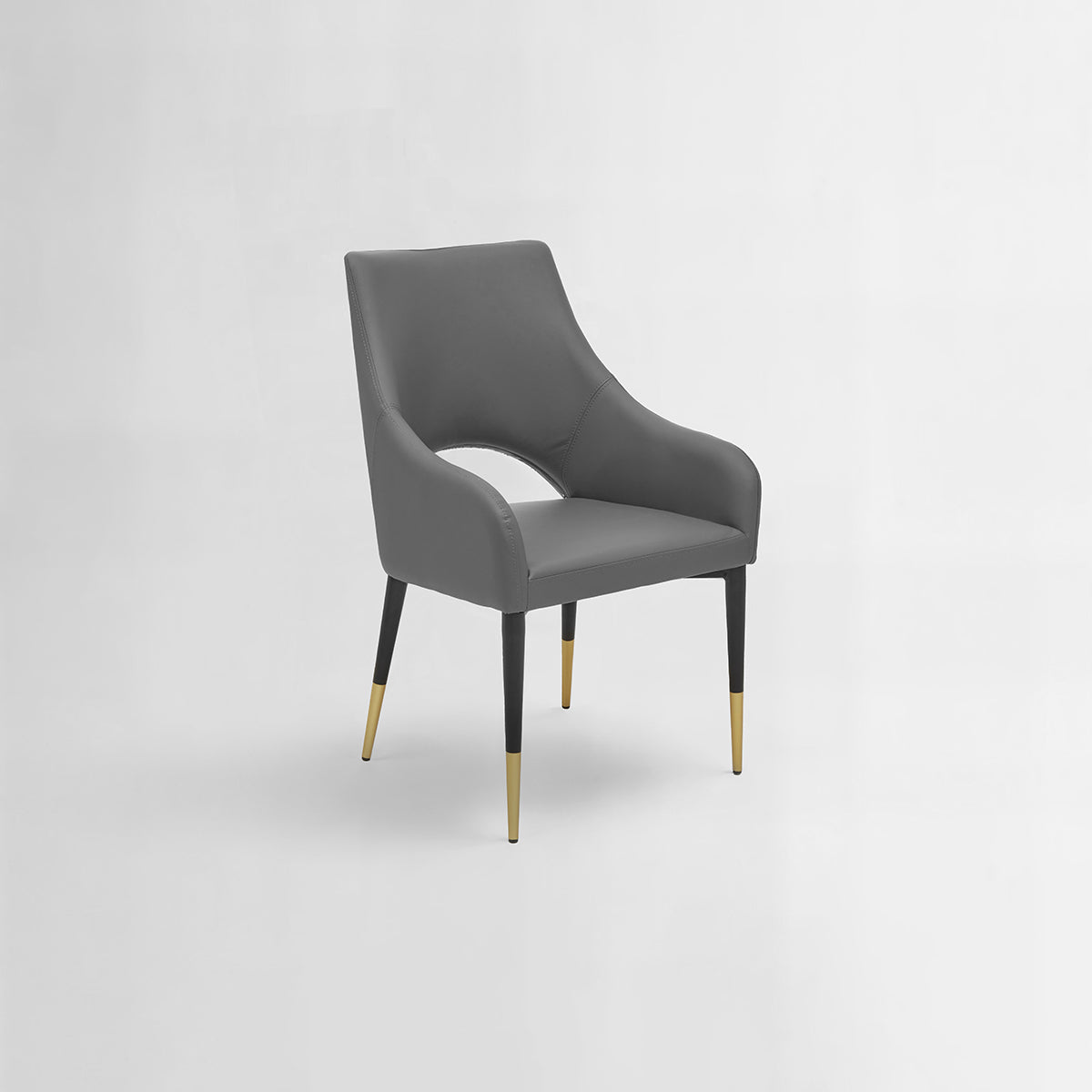 Gilden Grey Leather Effect Dining Chair with Gold Tip Legs