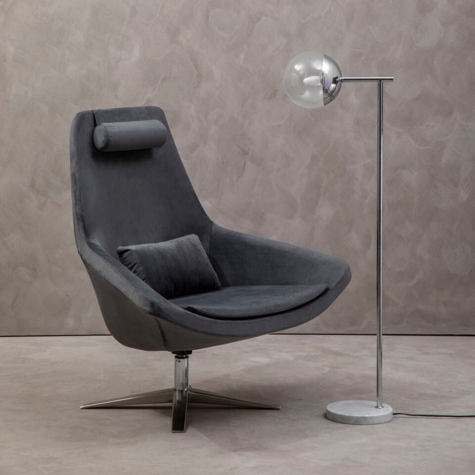 Kalo Grey Velvet Armchair