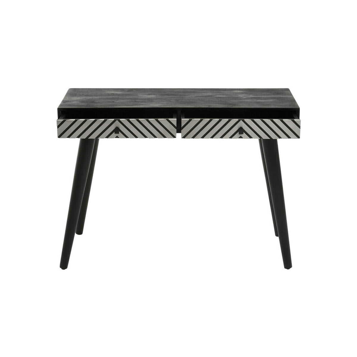 Boho Black and White Two Drawer Console Table