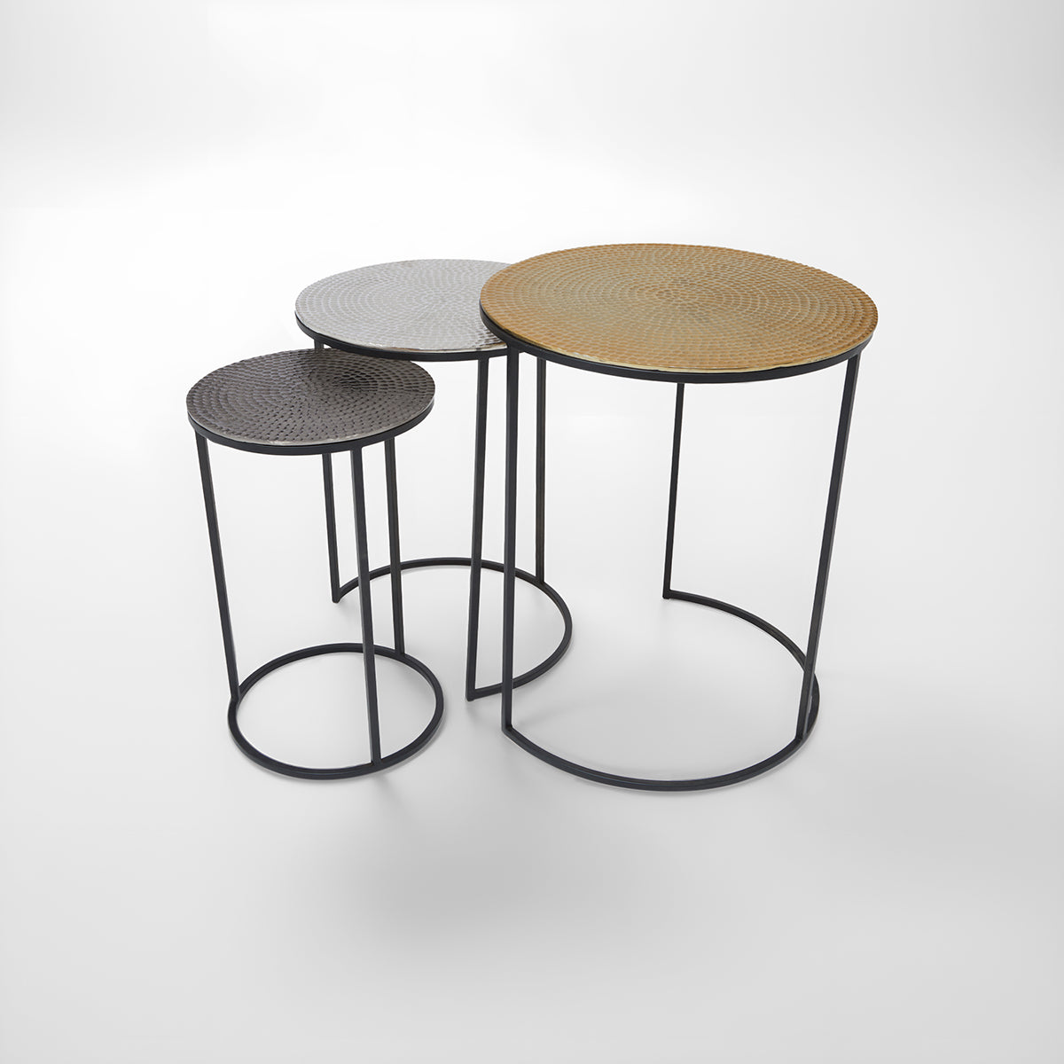 Elias Nest Of Three Hammered Metal Tables
