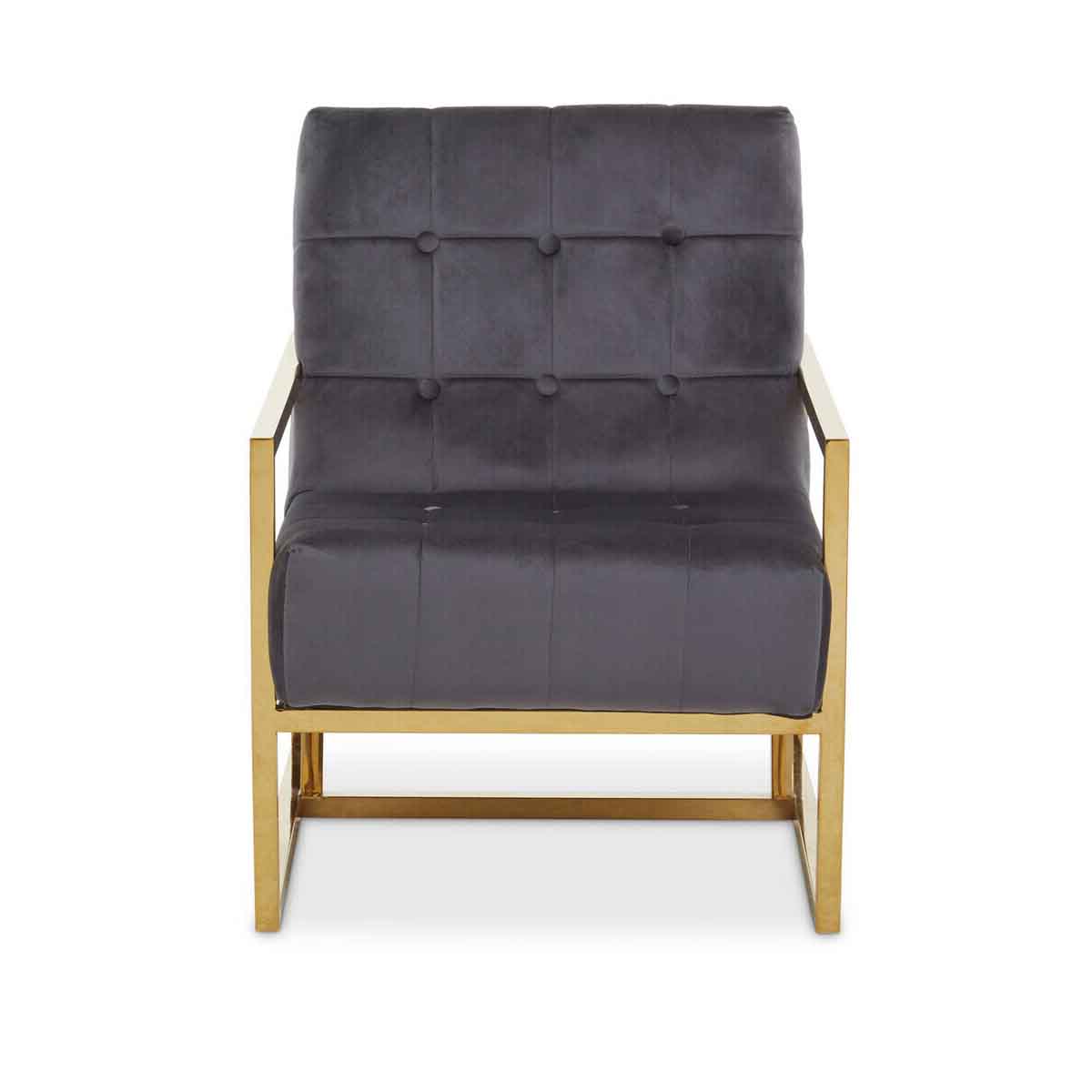 Hana Grey Velvet Chair With Gold Frame