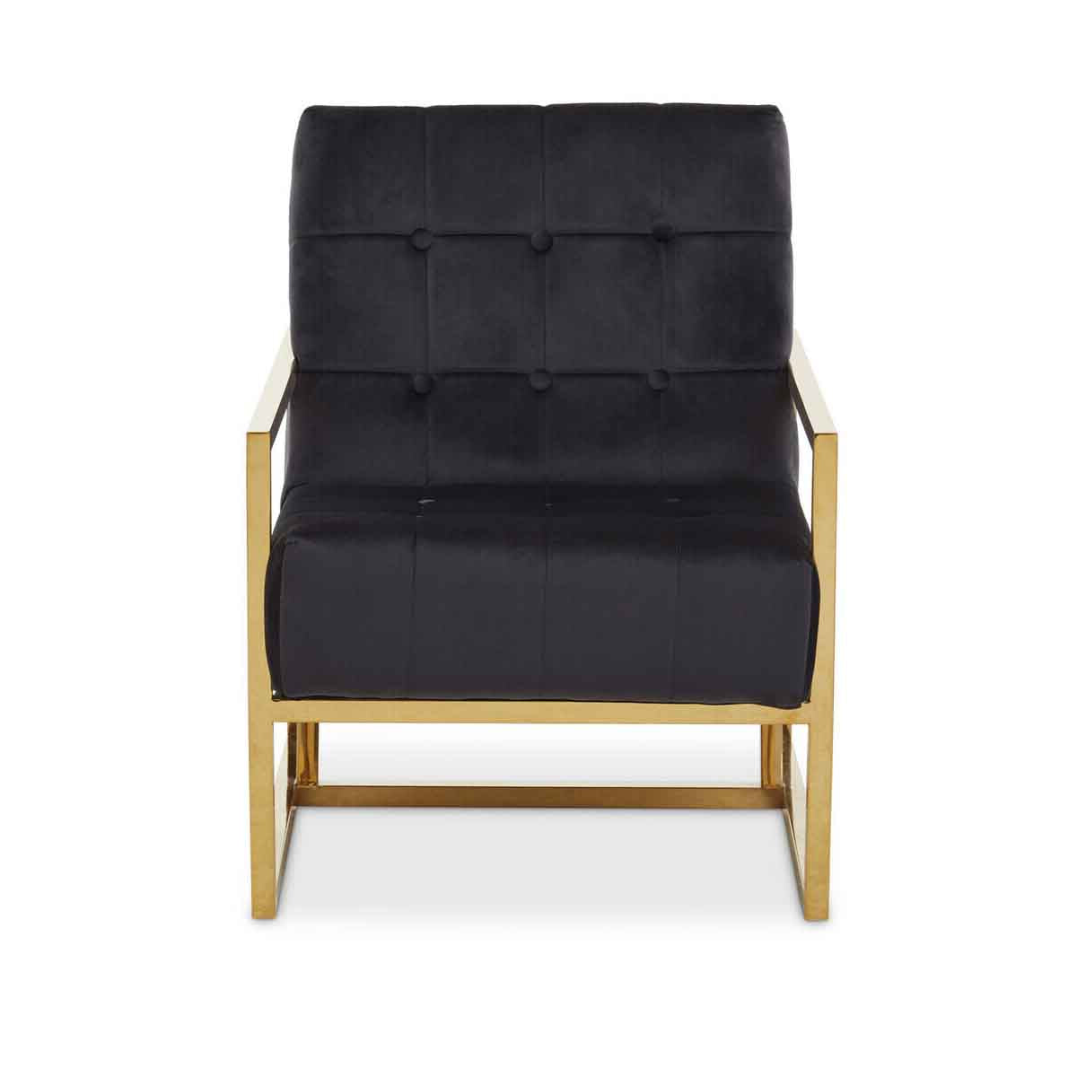 Hana Black Velvet Chair With Gold Frame