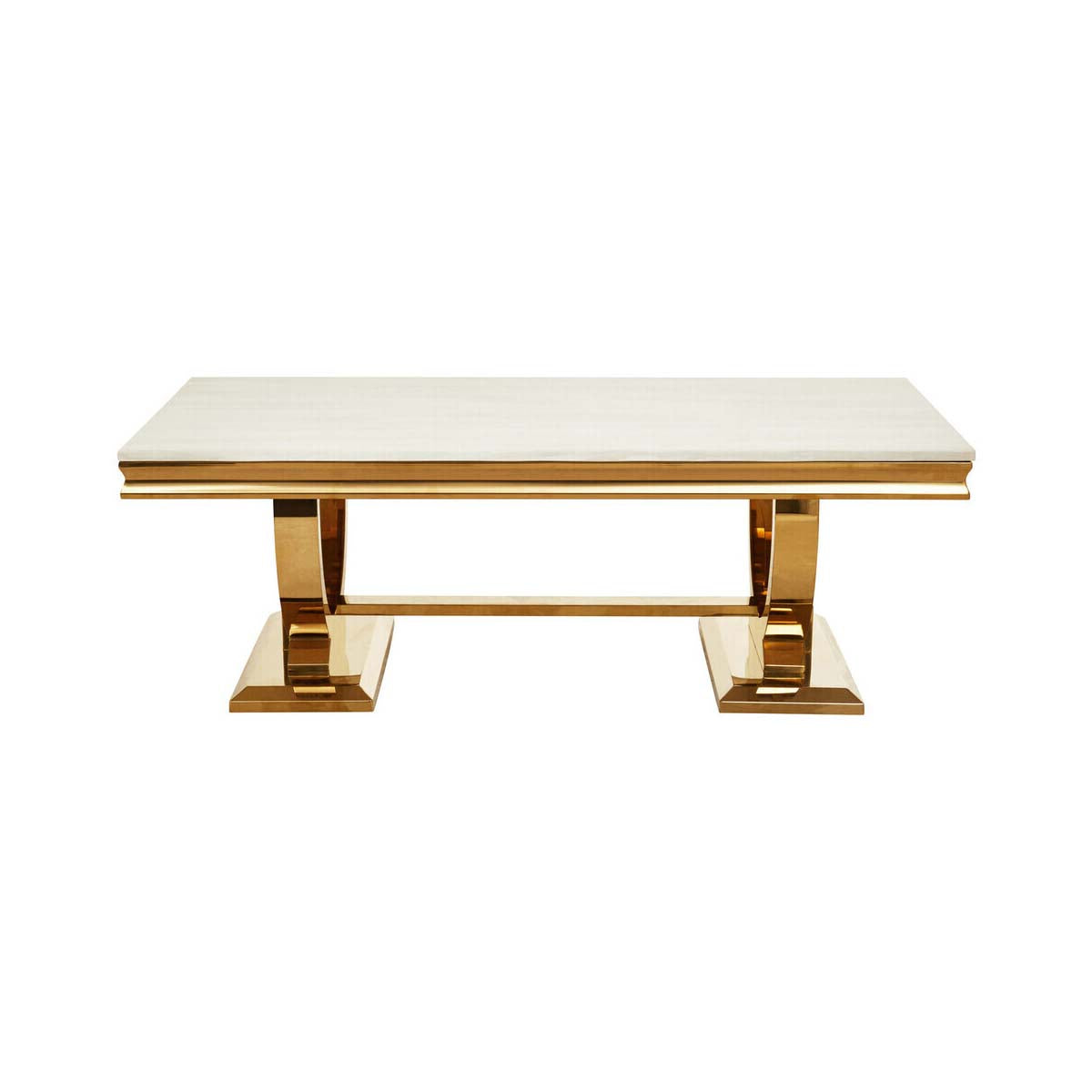 Moda Ivory White Fuax Marble Coffee Table With Stainless Steel Base