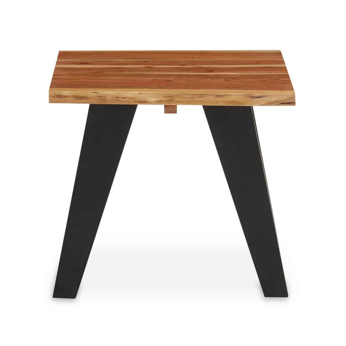 Surax Acacia Wood And Looped Iron Base Side Table