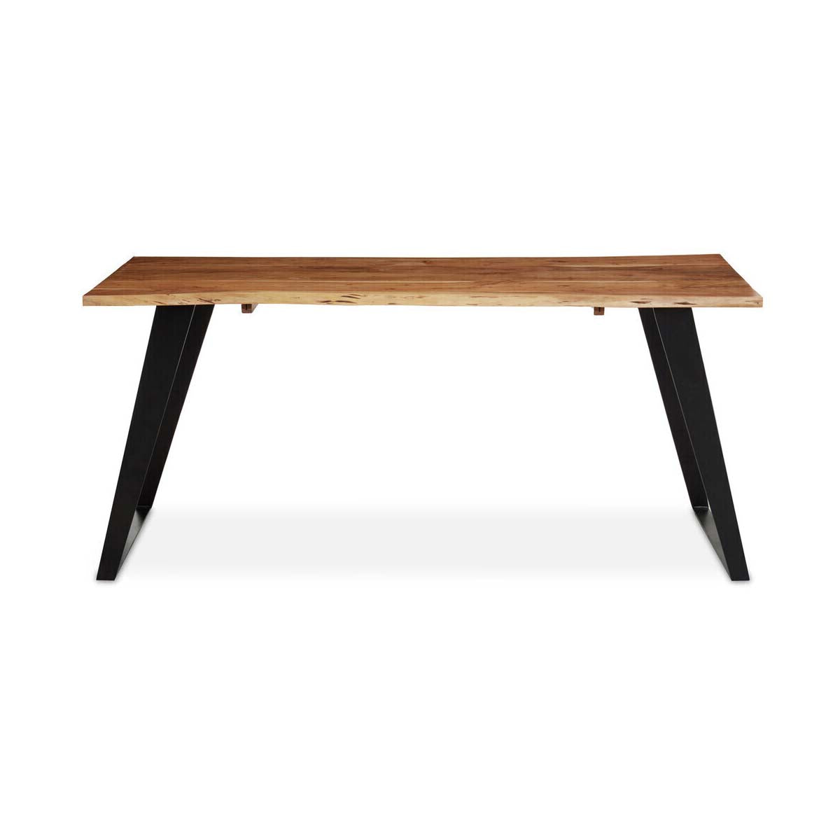 Surax Acacia Wood And Looped Iron Base Dining Table