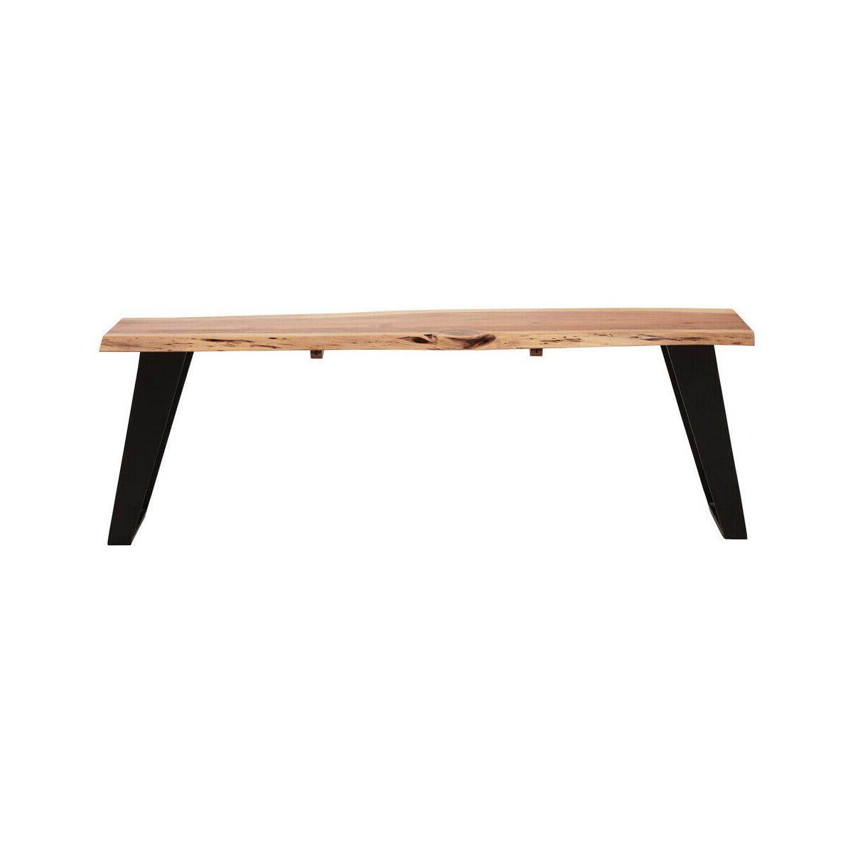 Surax Acacia Wood And Looped Iron Base Bench