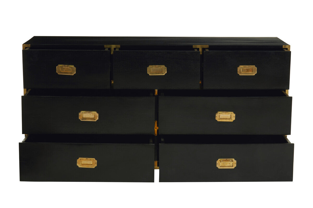 Sarter Seven Drawer Black Mango Wood Chest