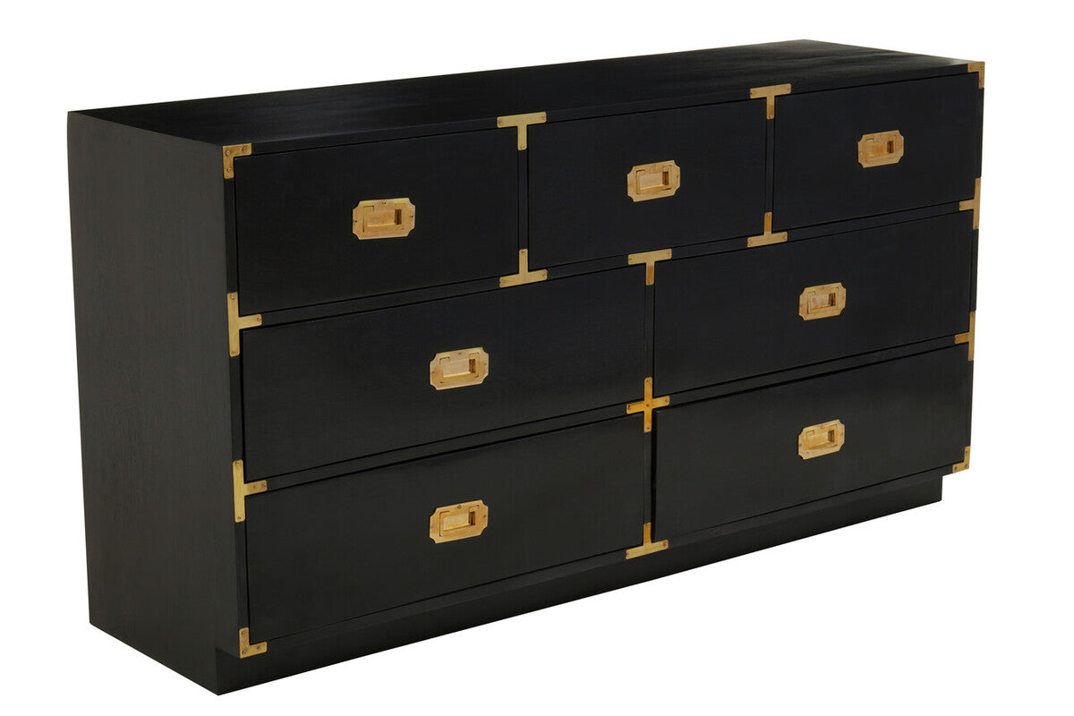 Sarter Seven Drawer Black Mango Wood Chest