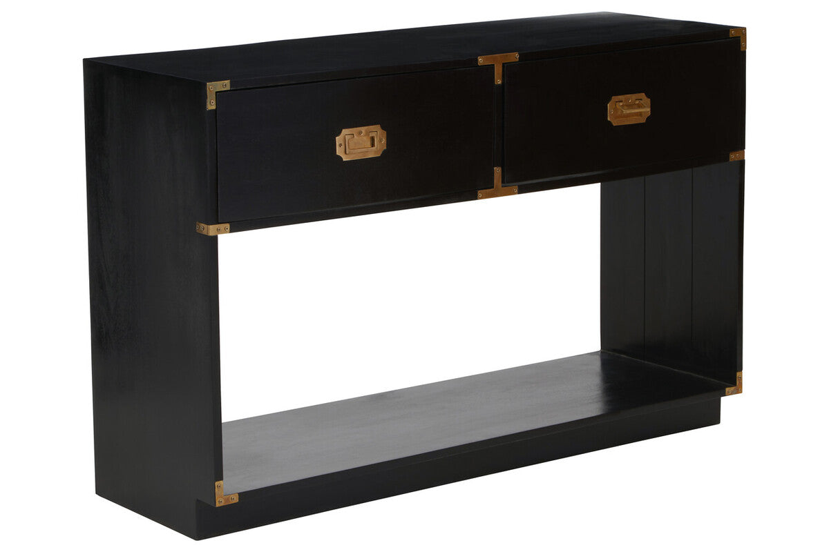 Sarter Two Drawer Black Mango Wood Console Table