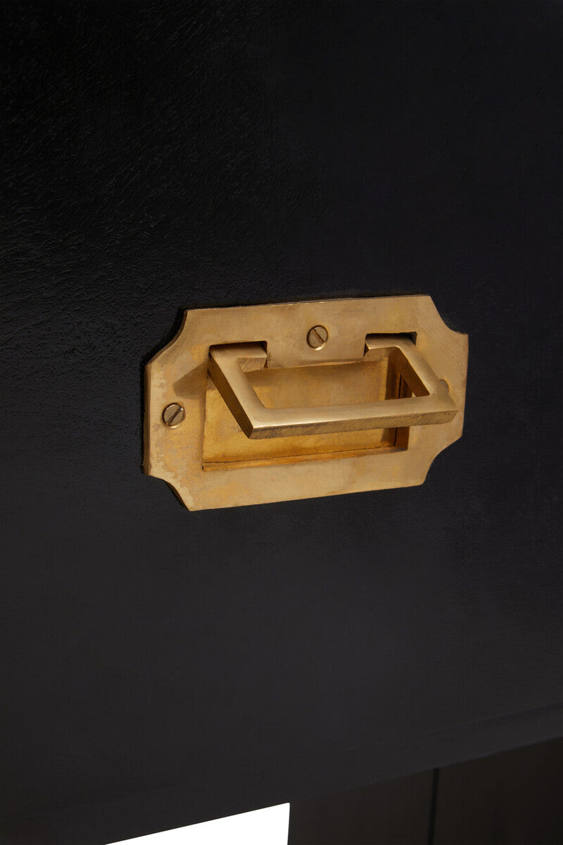 Sarter Two Drawer Black Mango Wood Console Table