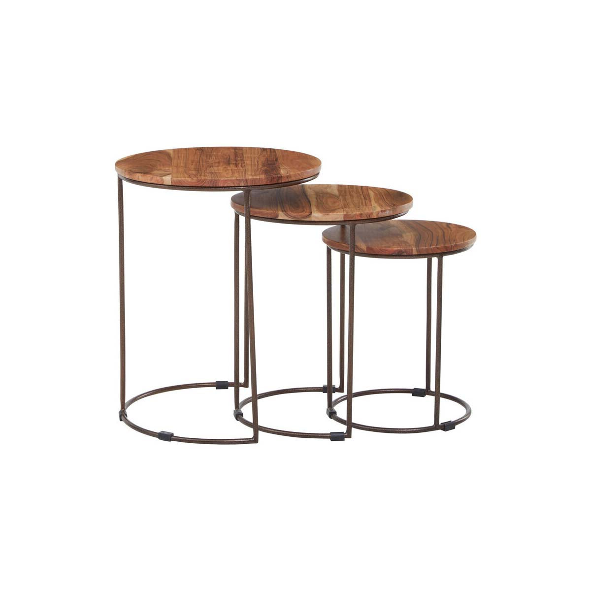 Boho Nest Of Three Natural Acacia Wood Tables