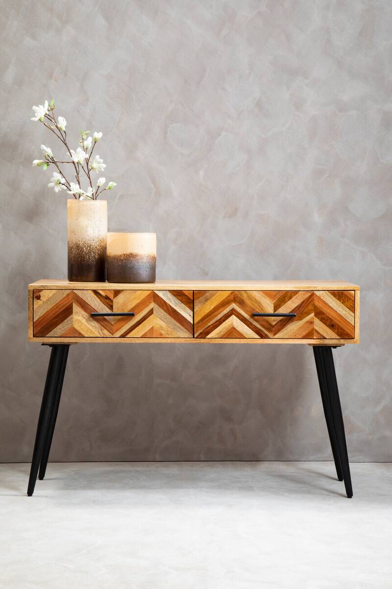 Boho Two Drawer Mango Wood Console Table