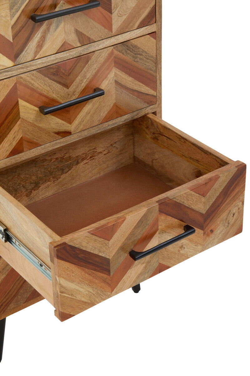 Boho Five Drawer Mango Wood Chest