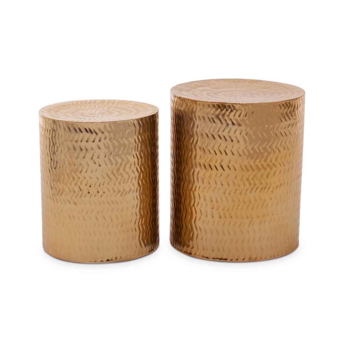 Templar Set of 2 Gold Finish Side Tables and Stools