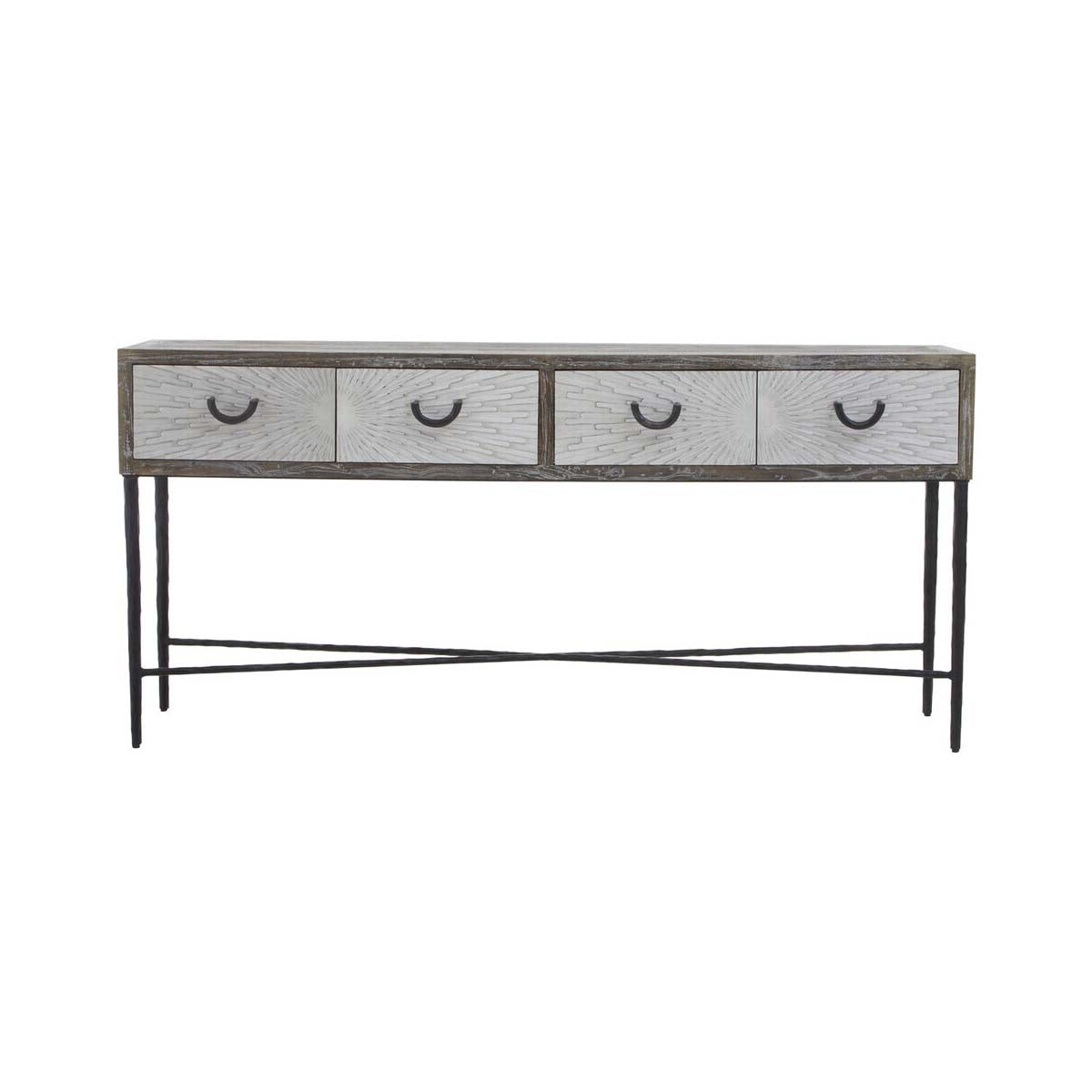Milan Four Drawer Elm Wood Console Table