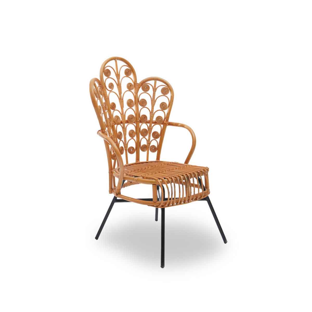 Java Natural Rattan Scalloped Back Chair