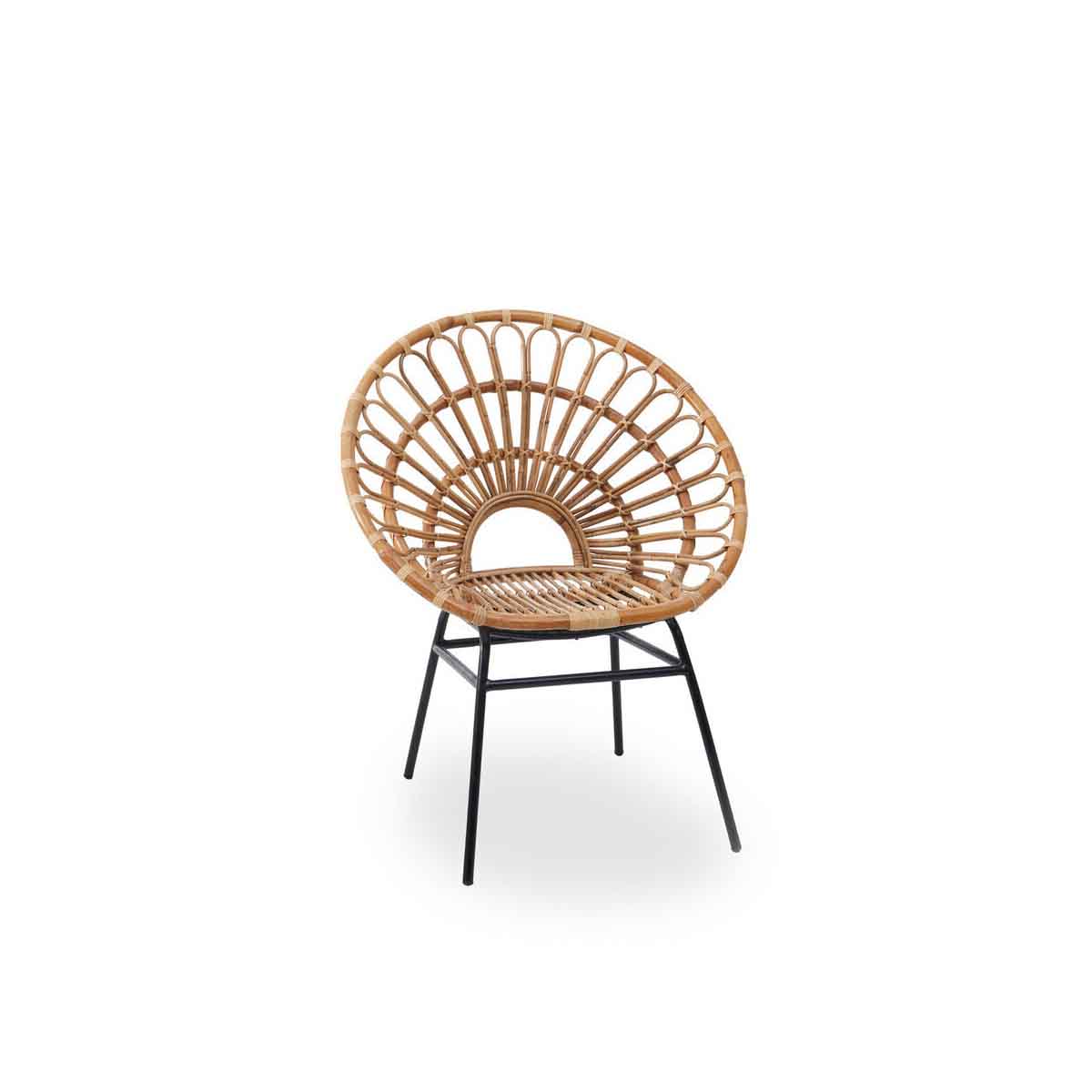 Java Natural Rattan Flared Back Chair
