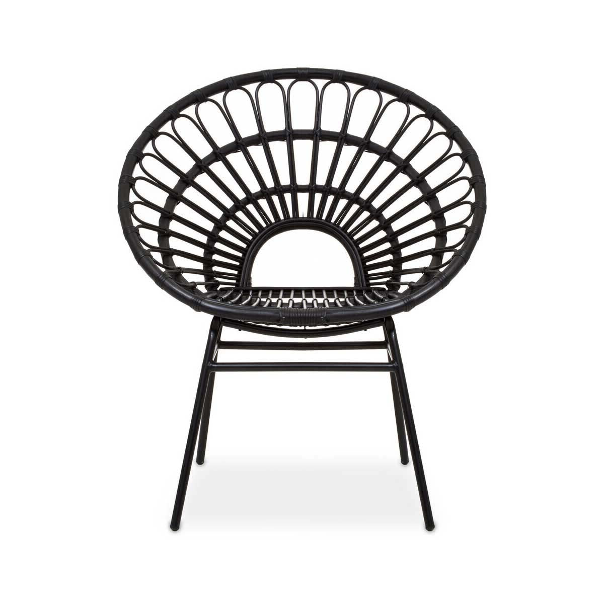 Java Black Natural Rattan Flared Back Chair