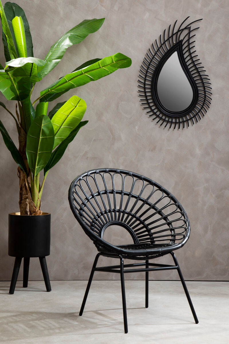 Java Black Natural Rattan Flared Back Chair
