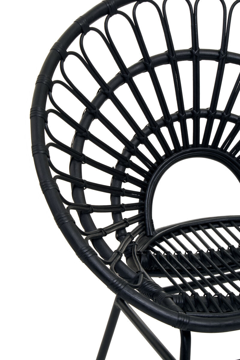 Java Black Natural Rattan Flared Back Chair