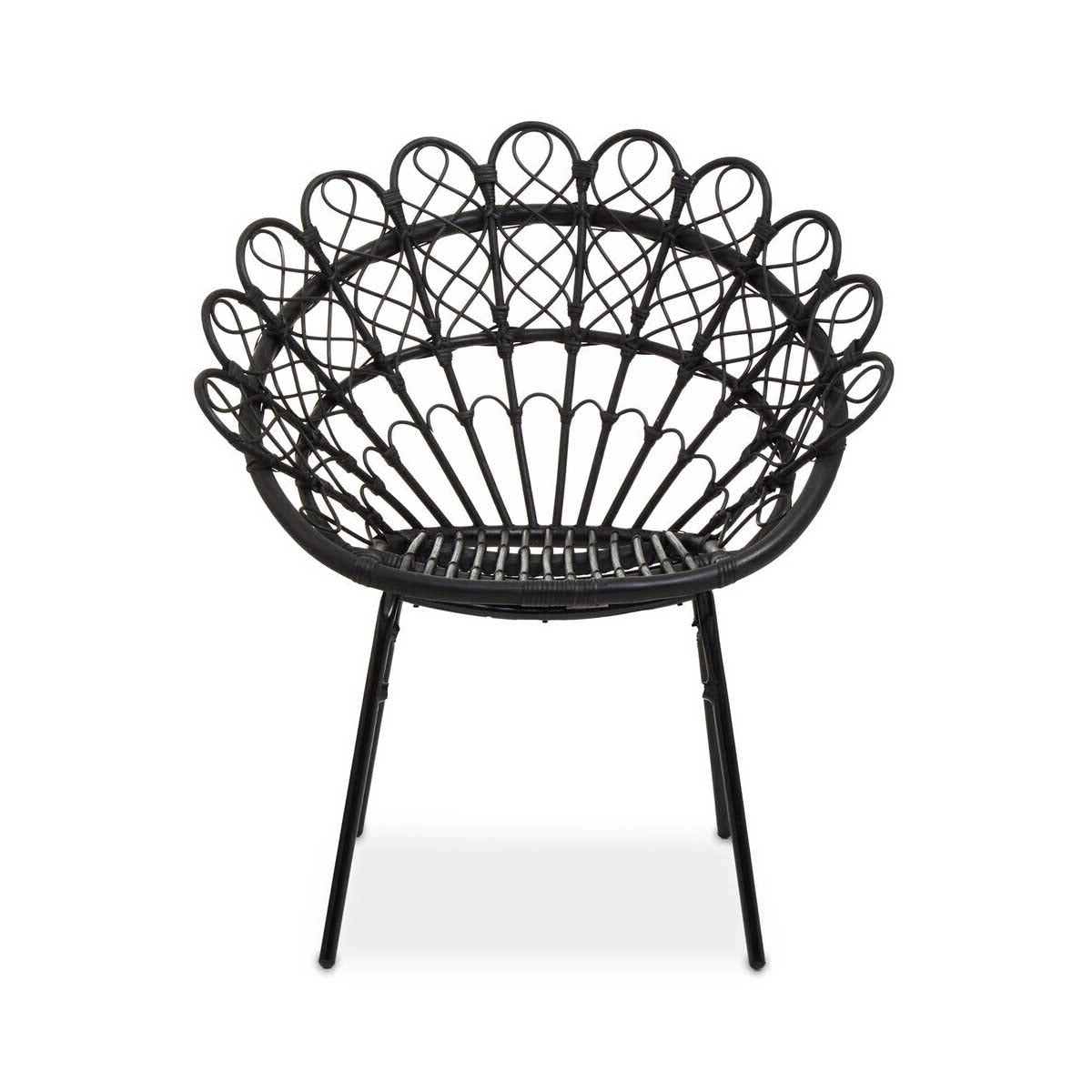 Java Black Natural Rattan Peacock Chair