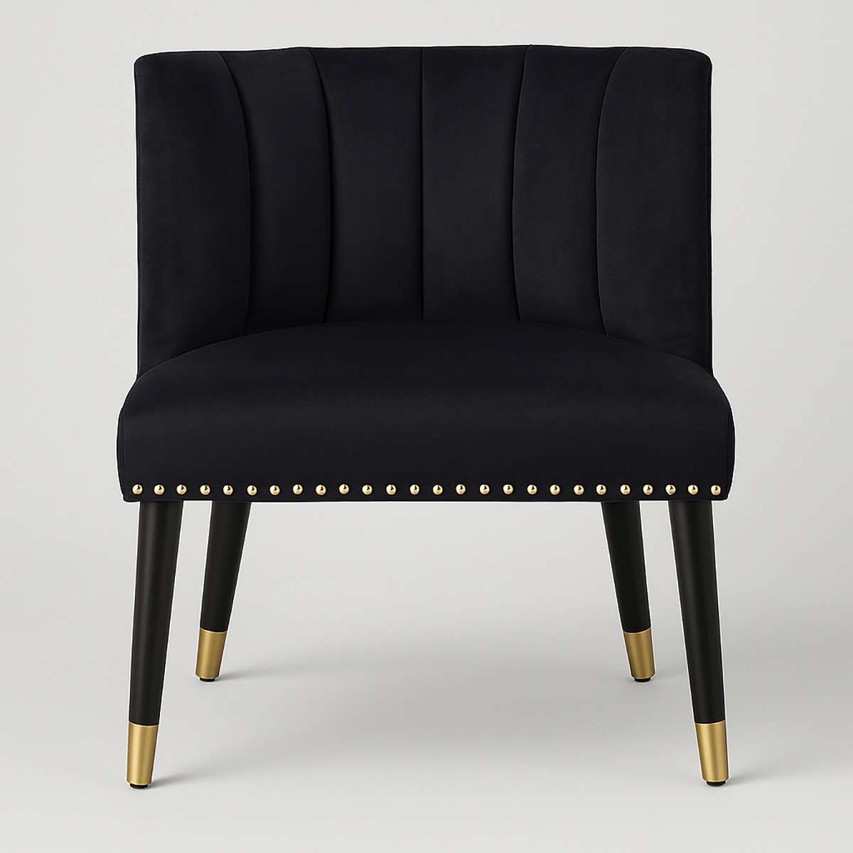 Doucet Black Velvet Chair With Black Leg