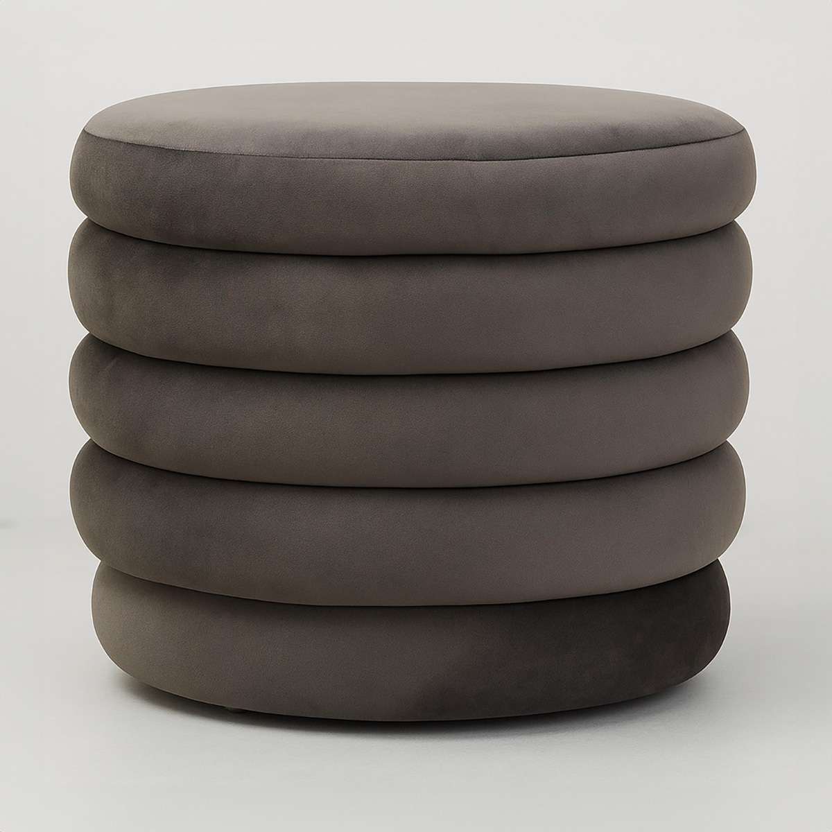 Helen Graphite Velvet Round Footstool
