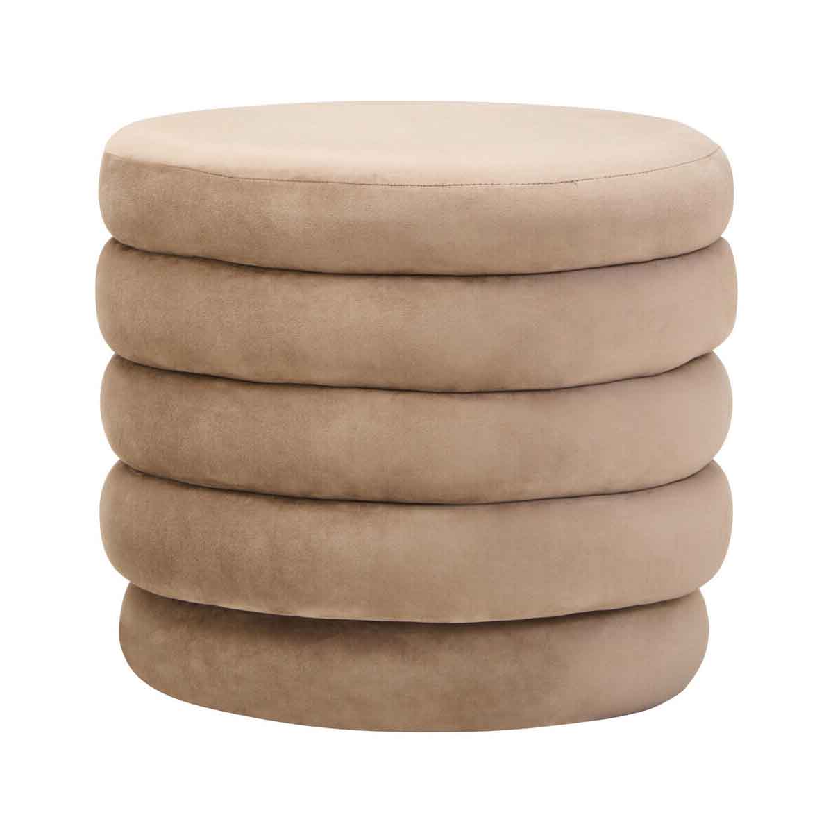 Helen Mink Velvet Round Footstool