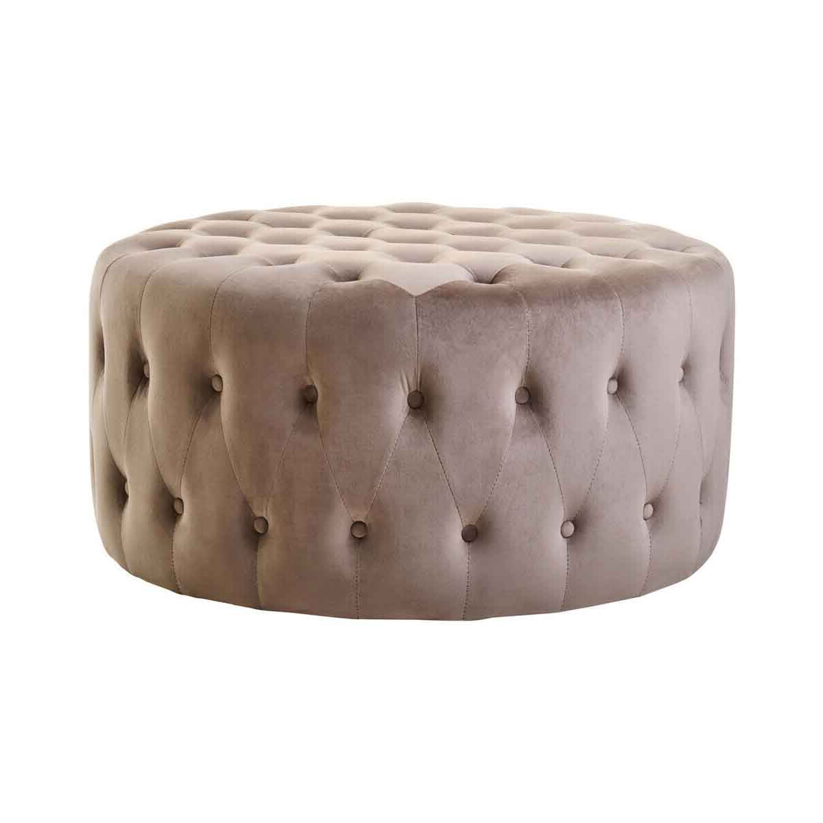 Haley Mink Velvet Round Footstool