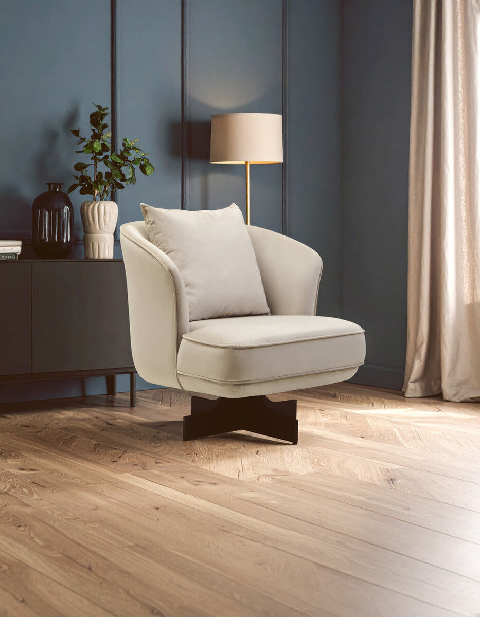 Hale Cream Velvet Revolving Chair