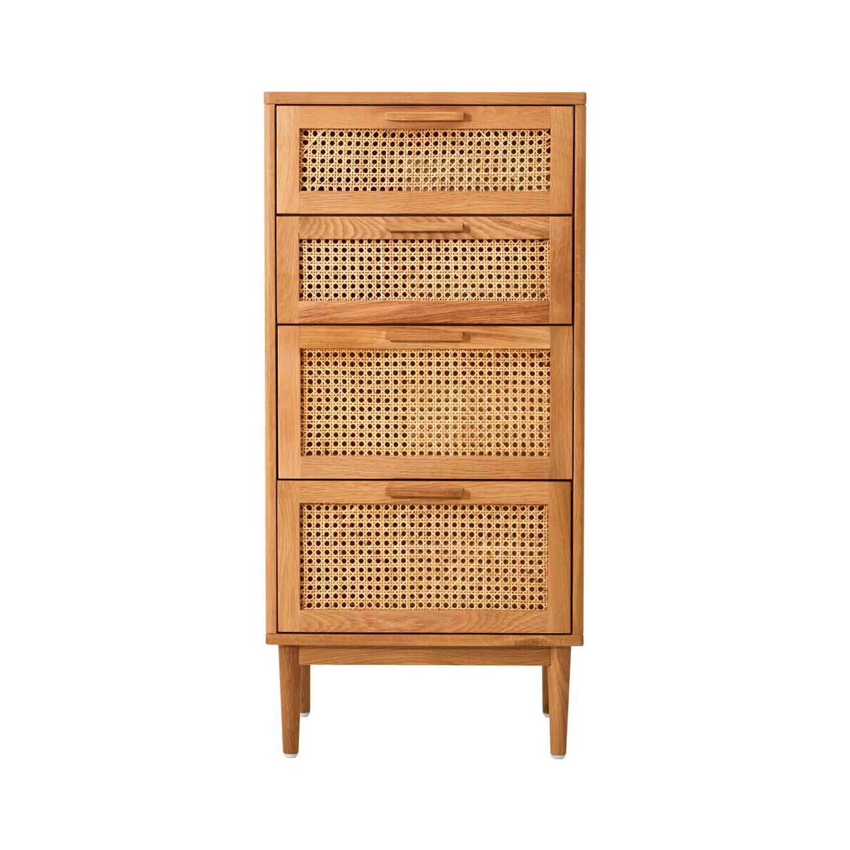 Lyon Rattan and Oak Three Drawer Wood Chest