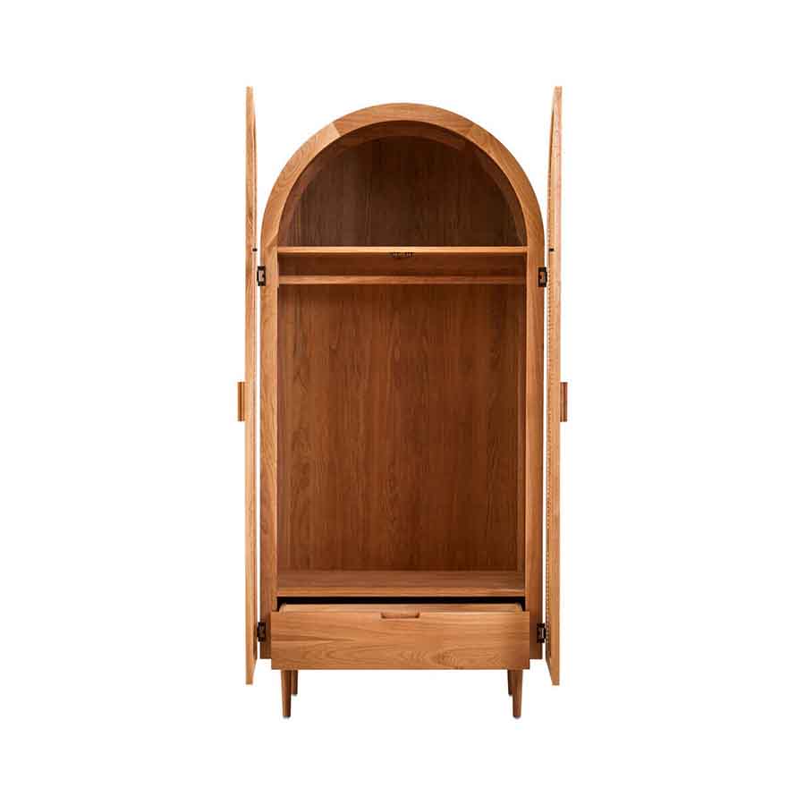 Lyon 2 Door Natural Rattan And Oak Cabinet