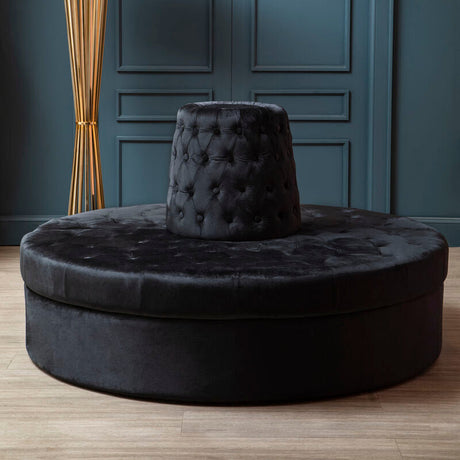 Hartford Black Tufted Round Sofa