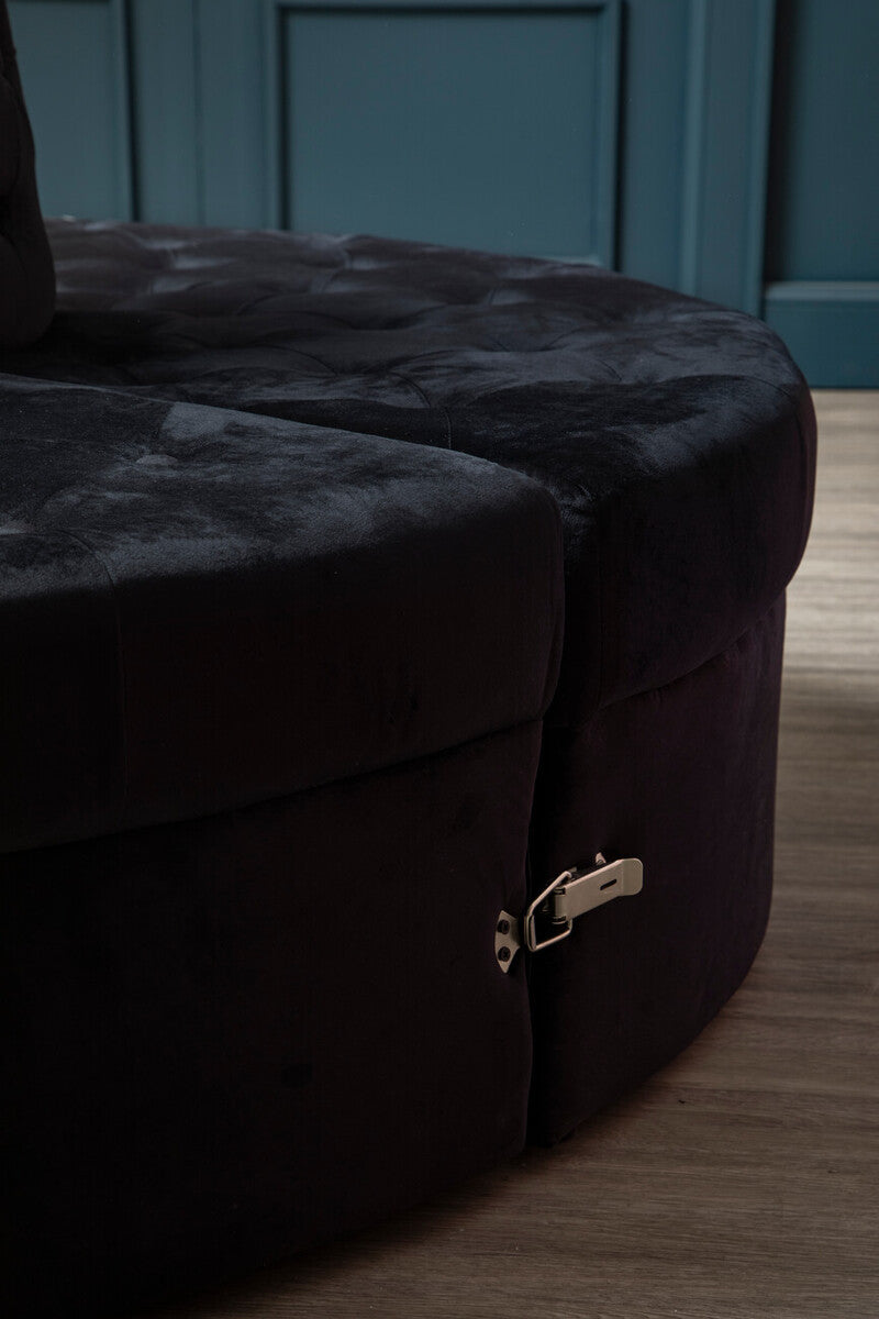 Hartford Black Tufted Round Sofa