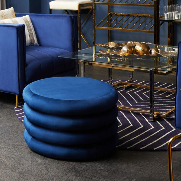Hartford Midnight Blue Round Stool