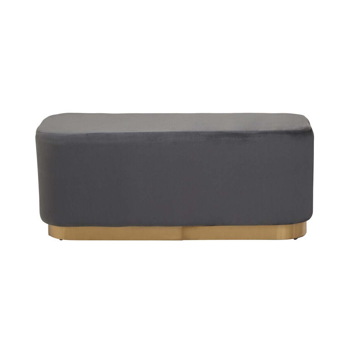 Hartford Grey Velvet Bench with Matte Gold Base