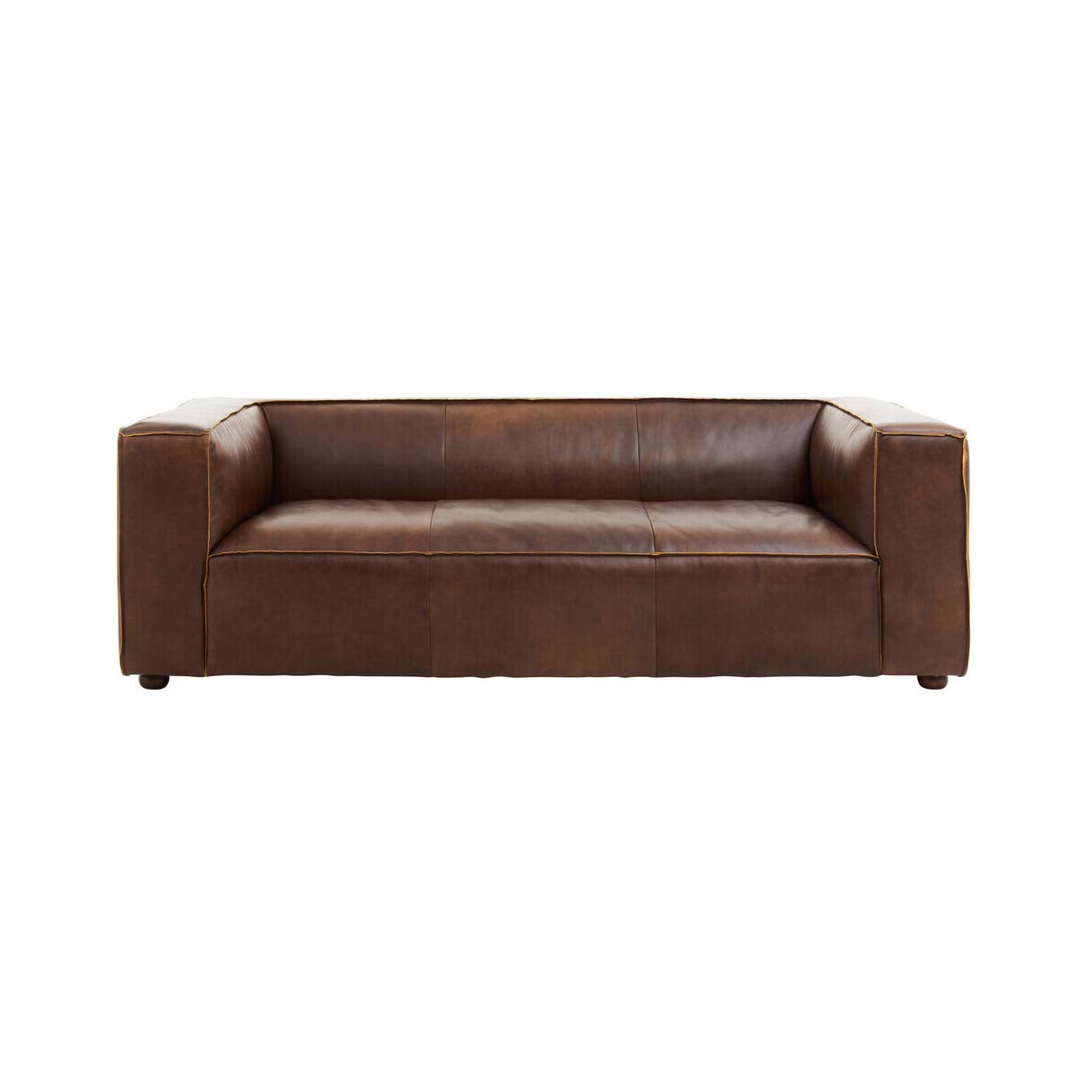 King Three Seater Mexico Brown Leather Sofa