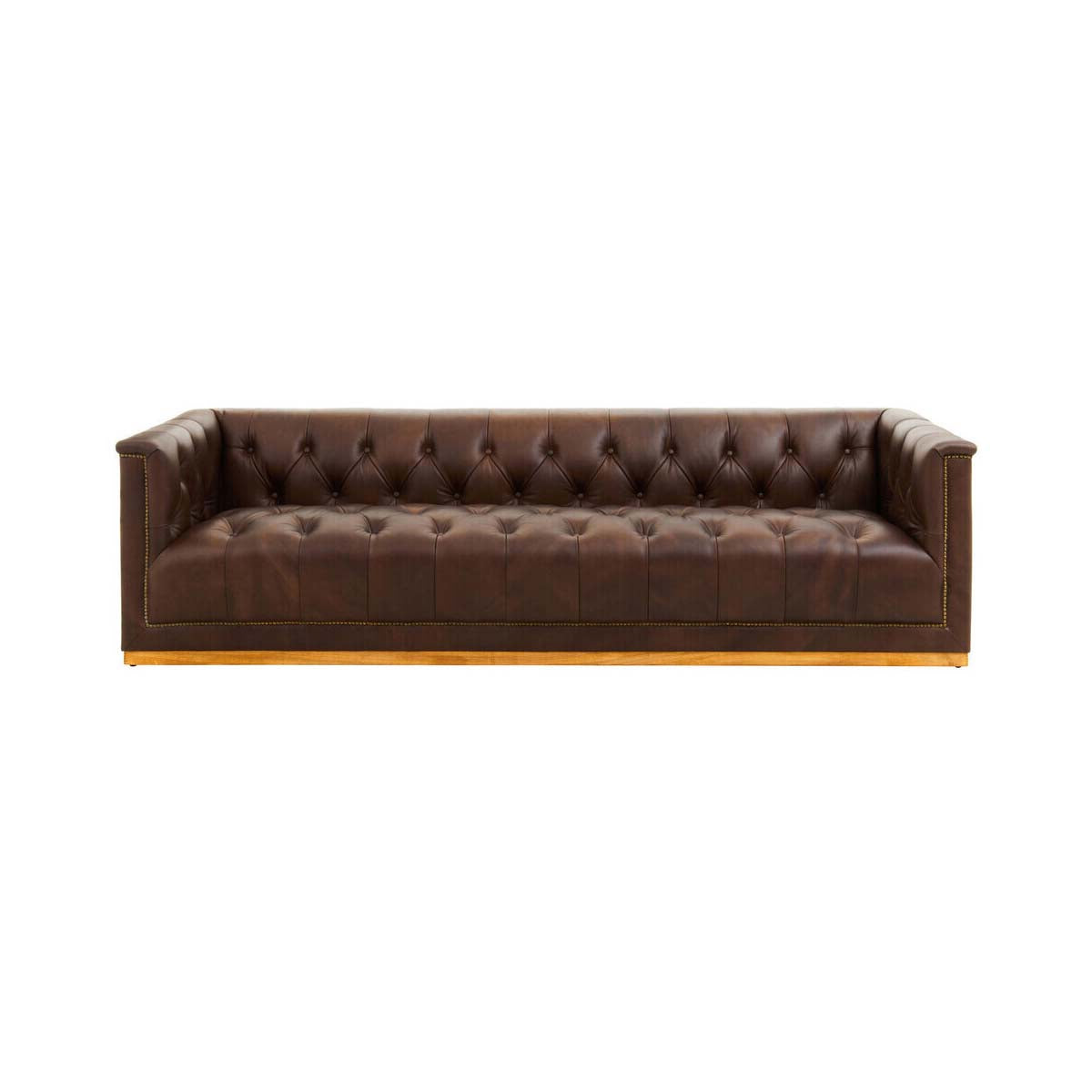 King Three Seater Tufted Leather Sofa